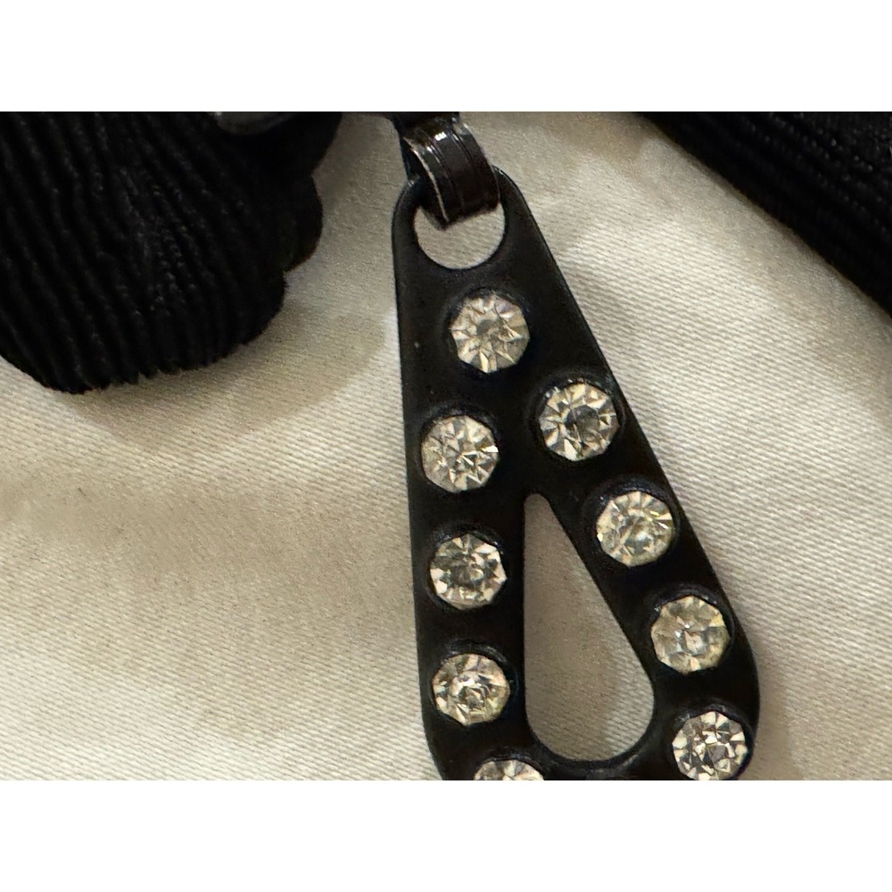 Vintage US WEAR 2 Piece Slinky Black Pants Outfit Rhinestone Zip Top Size S - Picture 5 of 11